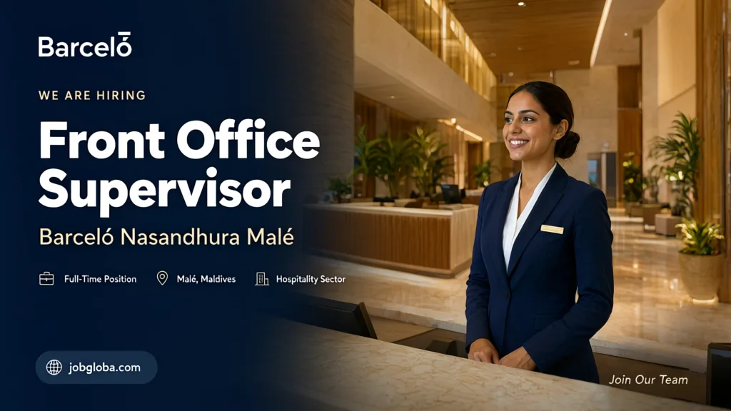 Front Office Supervisor assisting guests at Barceló Nasandhura Malé hotel reception