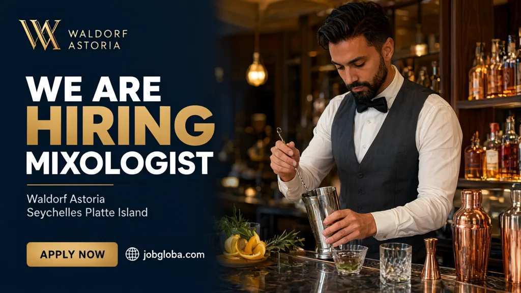 Mixologist preparing cocktails at Waldorf Astoria Seychelles Platte Island